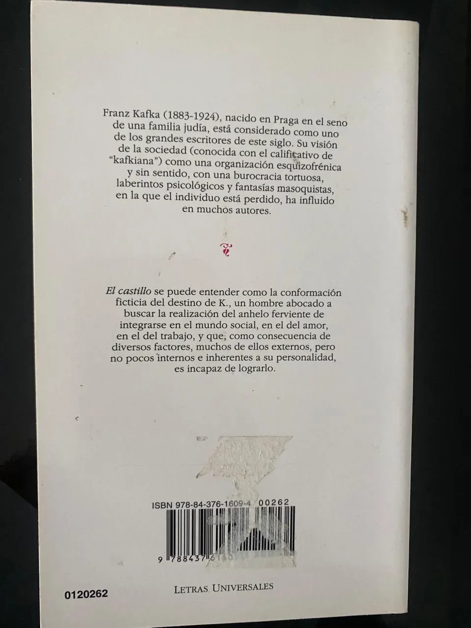 El castillo - Franz Kafka - detalle 2 - libro usado