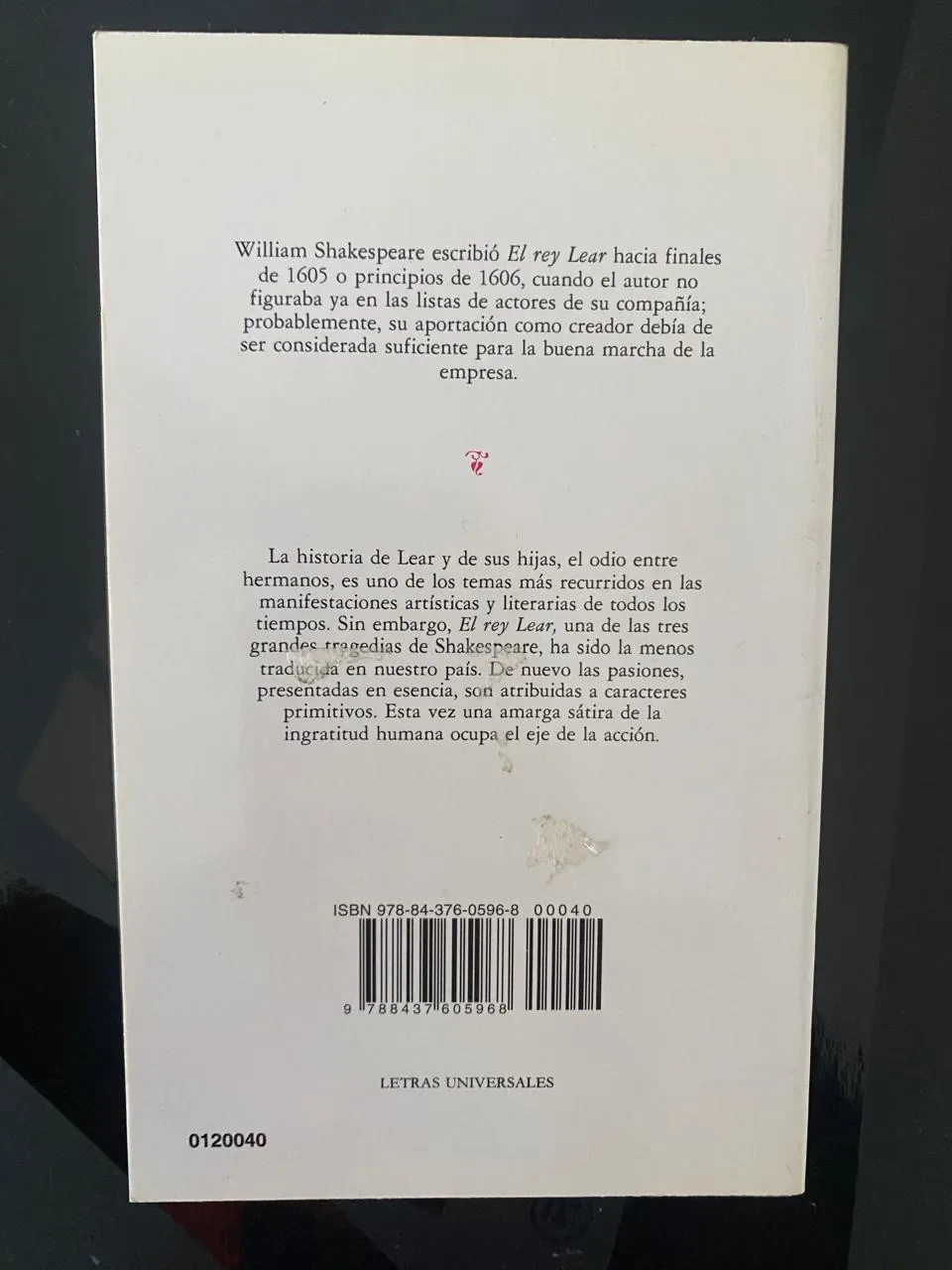 El rey Lear - William Shakespeare - detalle 2 - libro usado