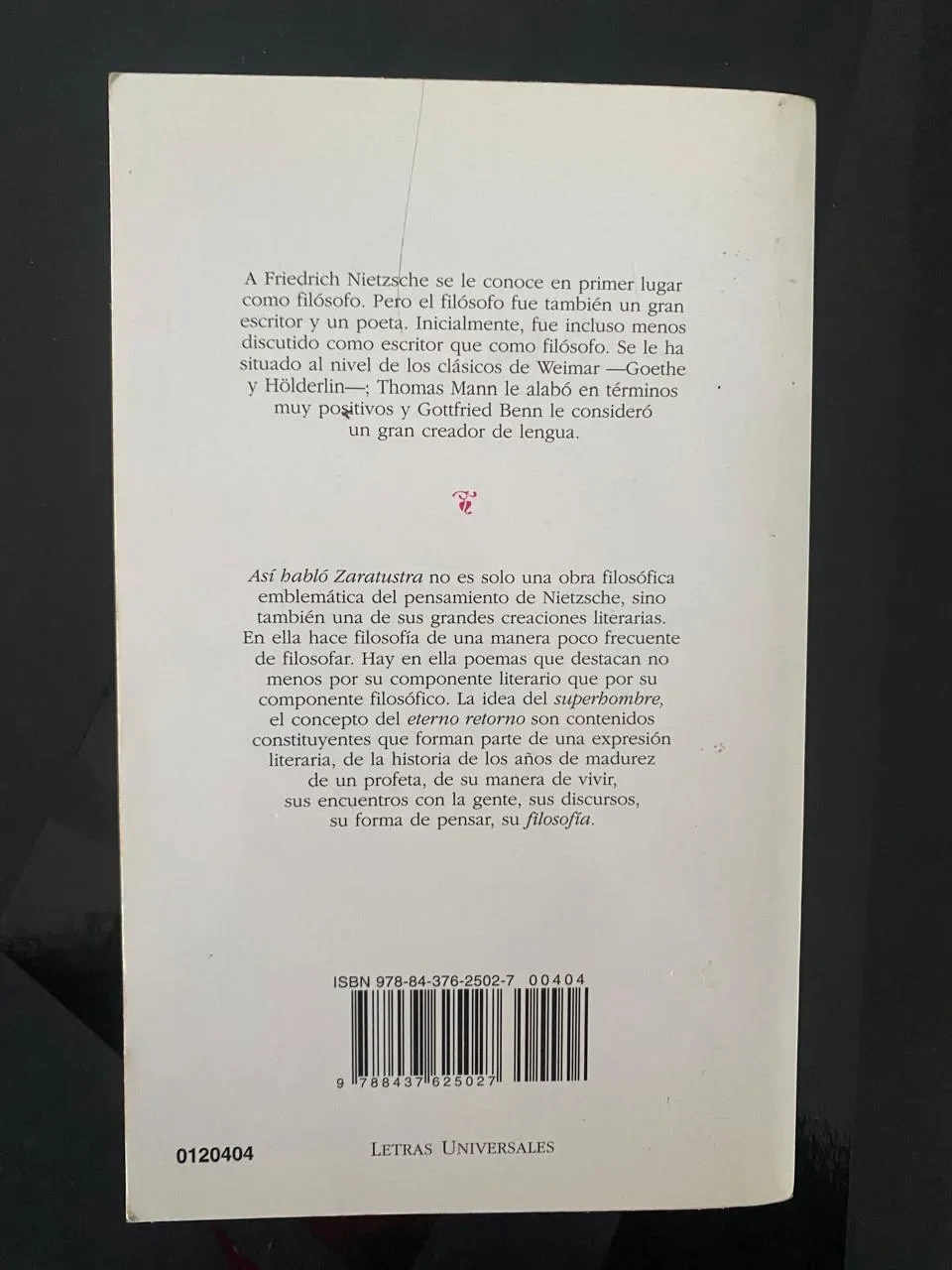Así habló Zaratustra - Friedrich Nietzsche - detalle 2 - libro usado