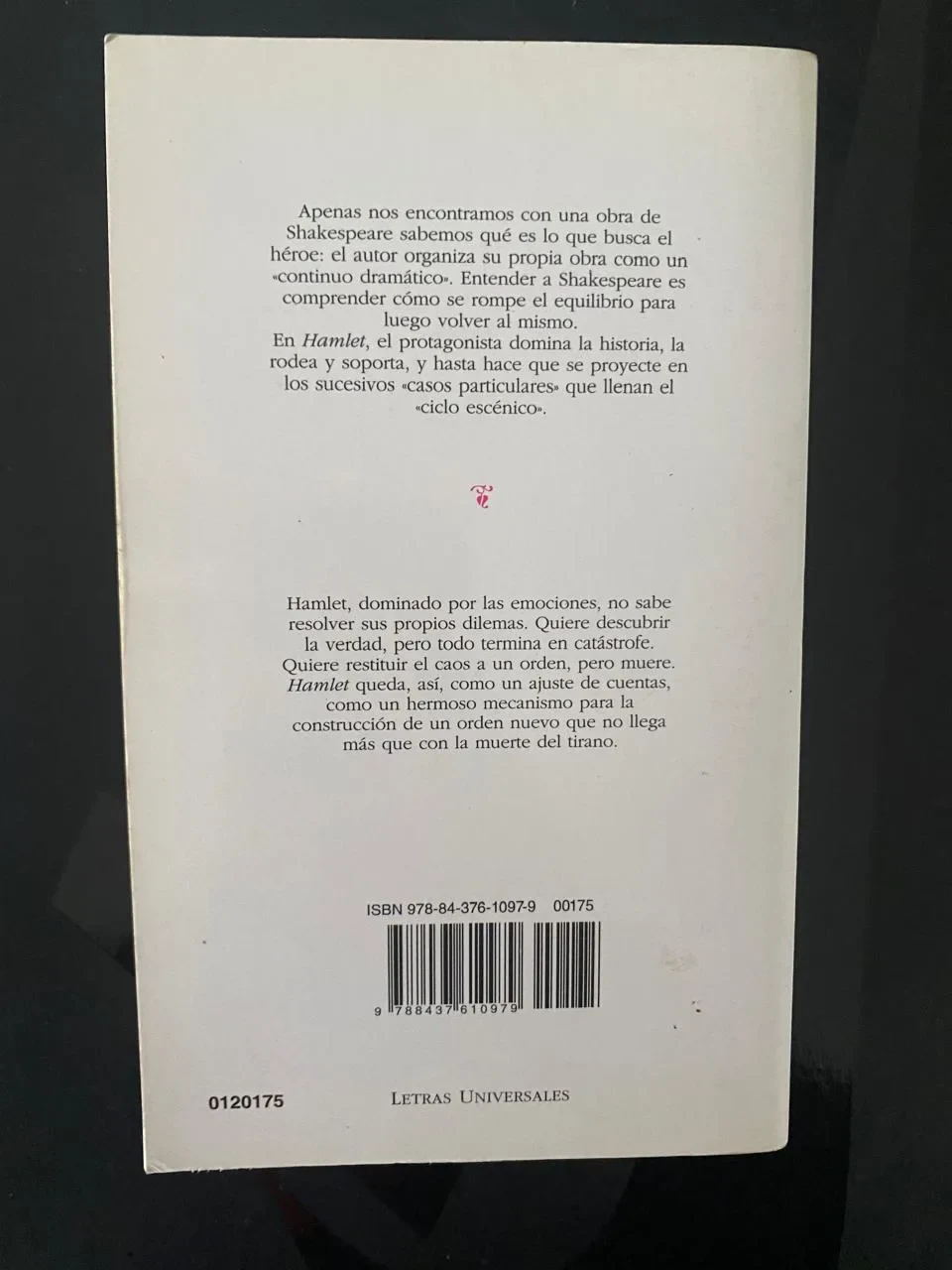 Hamlet - William Shakespeare - detalle 1 - libro usado