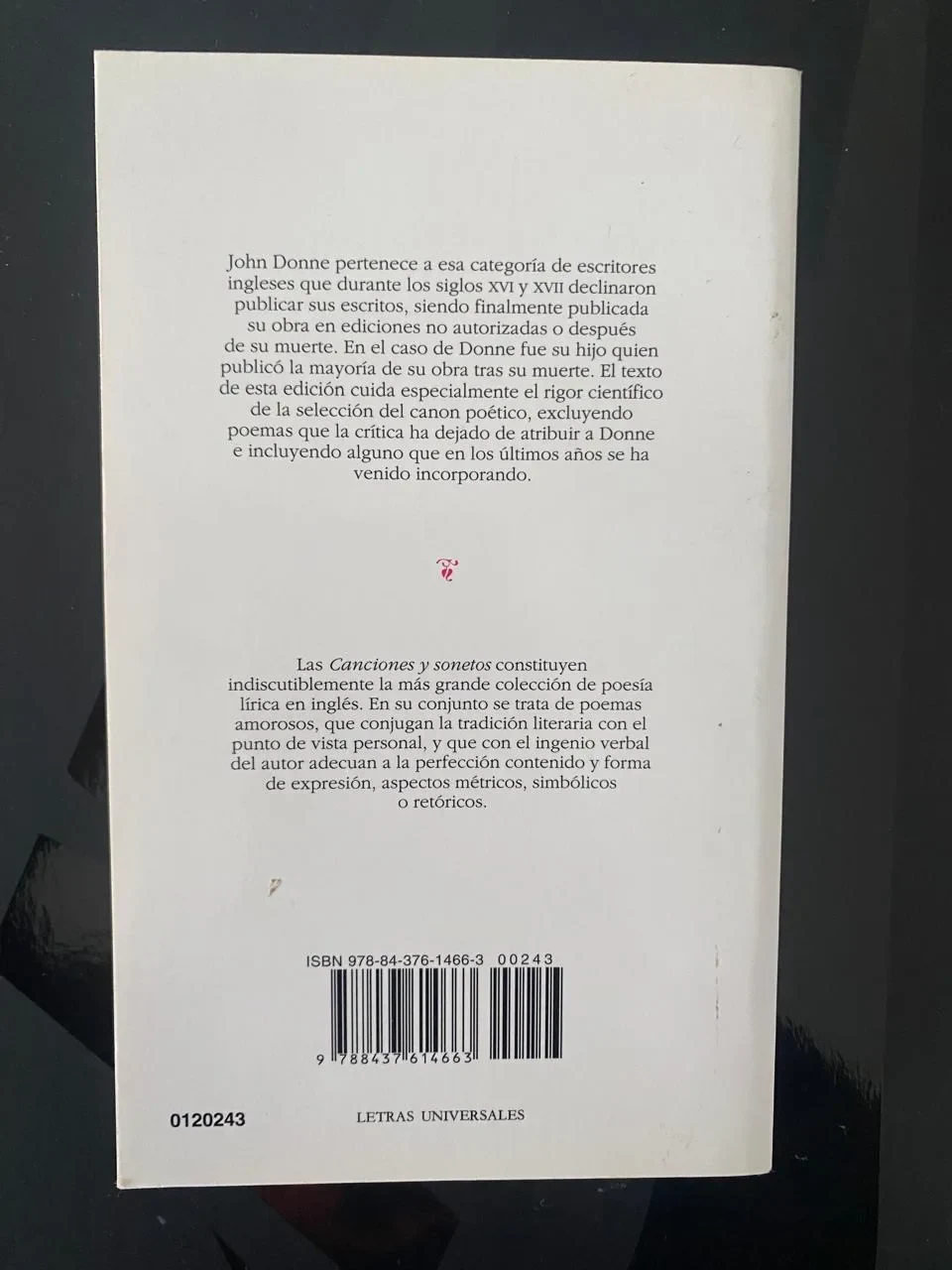 Canciones y sonetos - John Donne - detalle 2 - libro usado