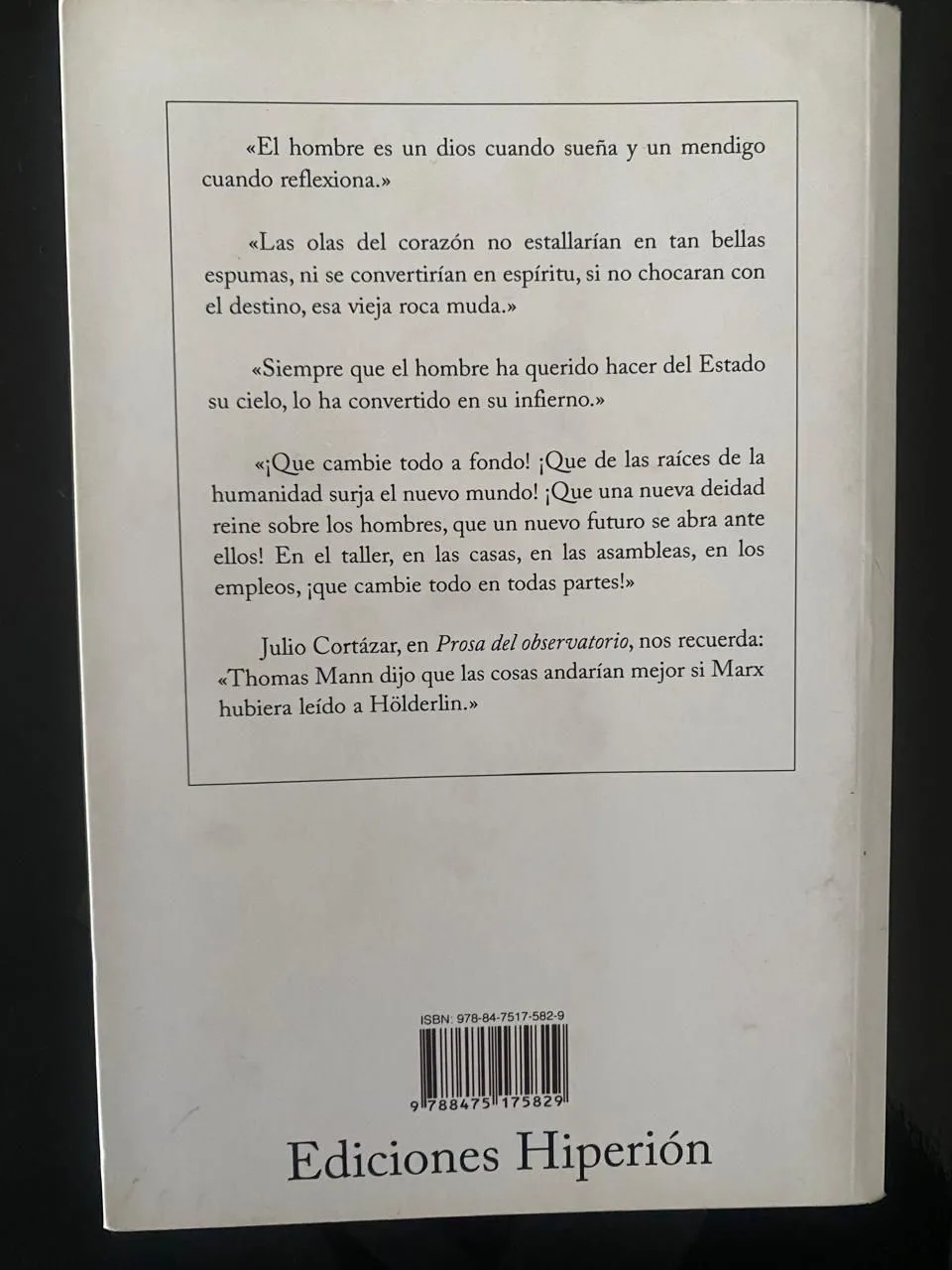 Hiperión o el eremita en Grecia  - Friedrich Holderlin - detalle 2 - libro usado