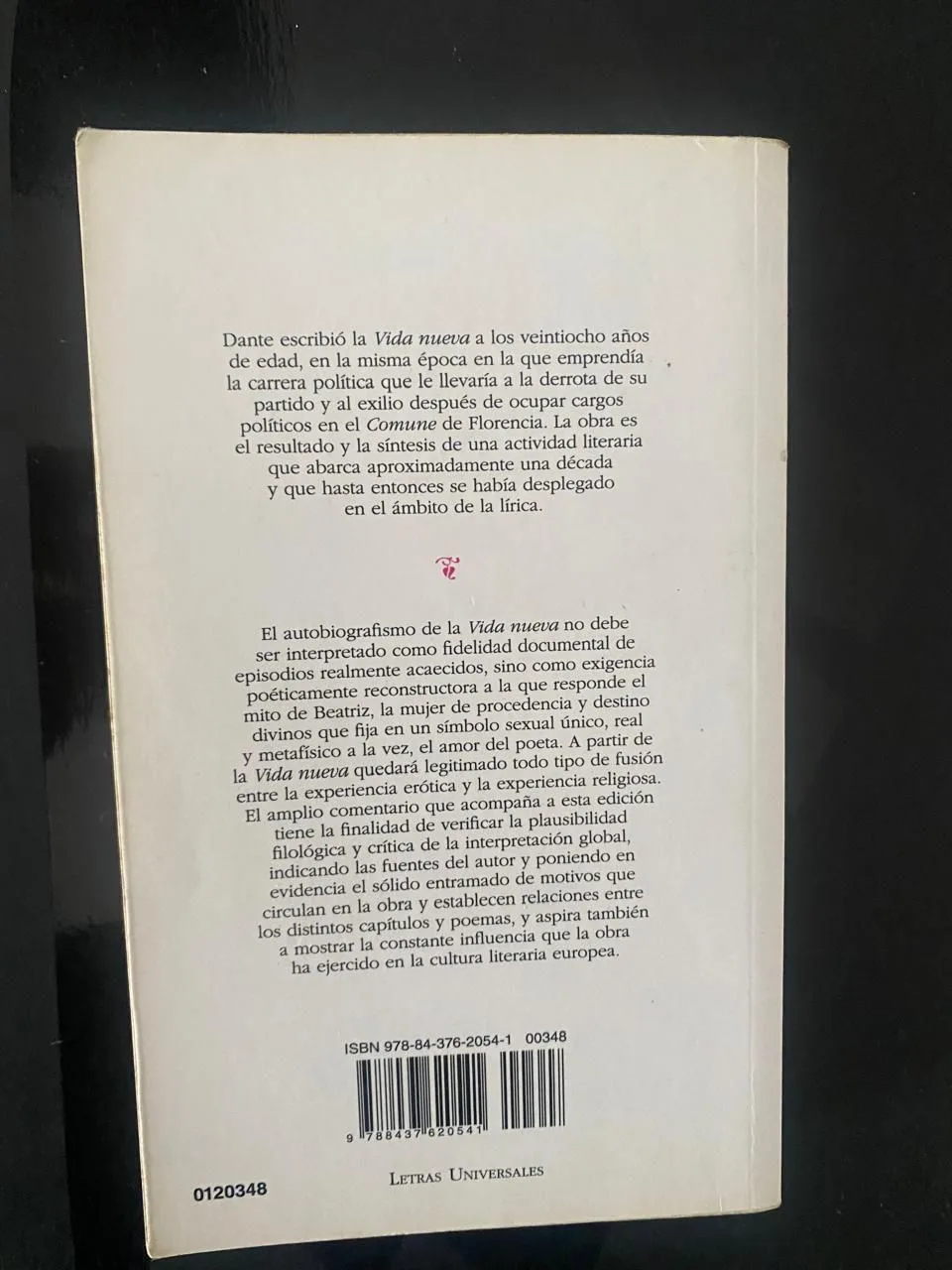 Vida Nueva - Dante Alighieri - detalle 2 - libro usado