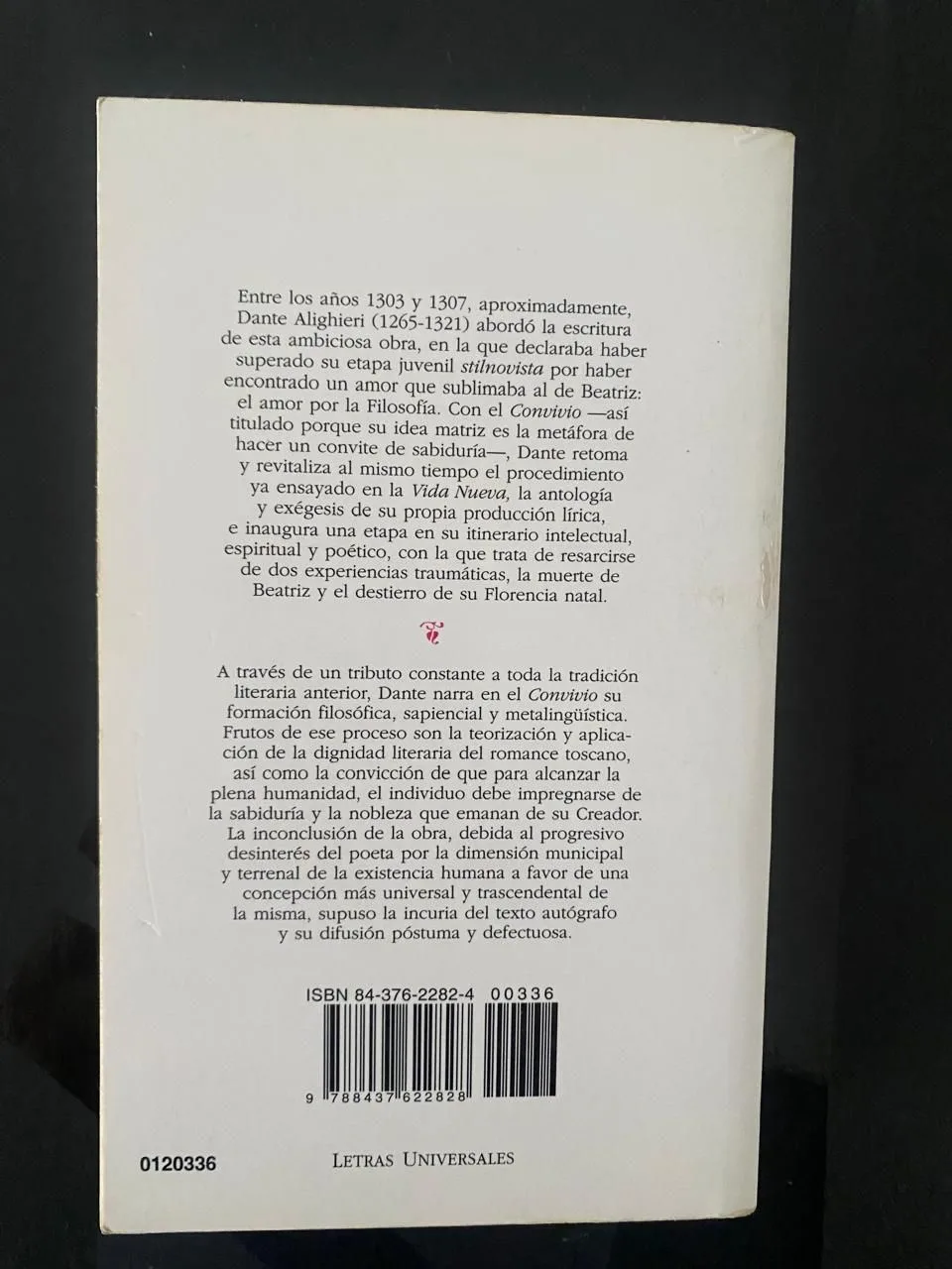 Convivio - Dante Alighieri - detalle 2 - libro usado