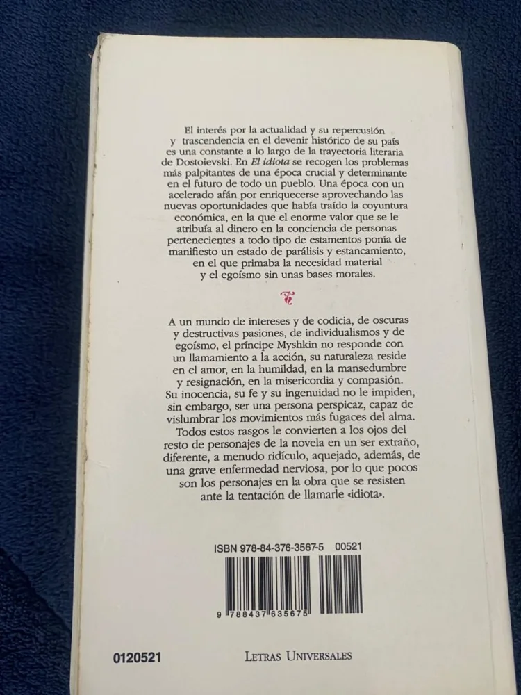 El idiota - Fiódor Dostoievski - detalle 2 - libro usado