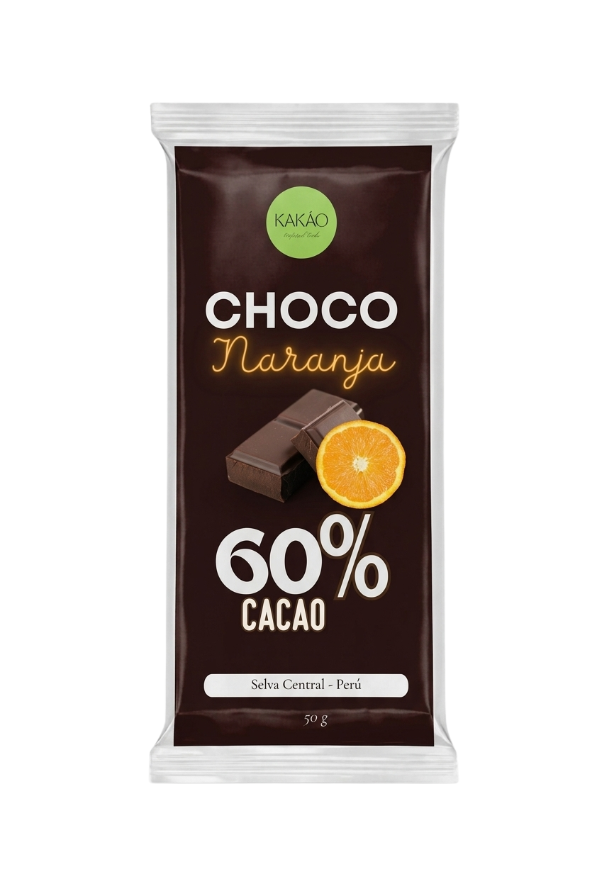Tableta chocolate con naranja 60% cacao
