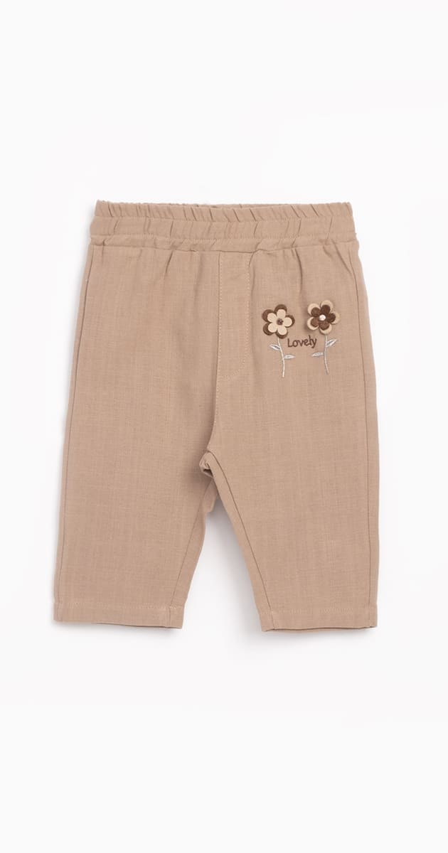 25575 NAKIŞLI KETEN PANTOLON