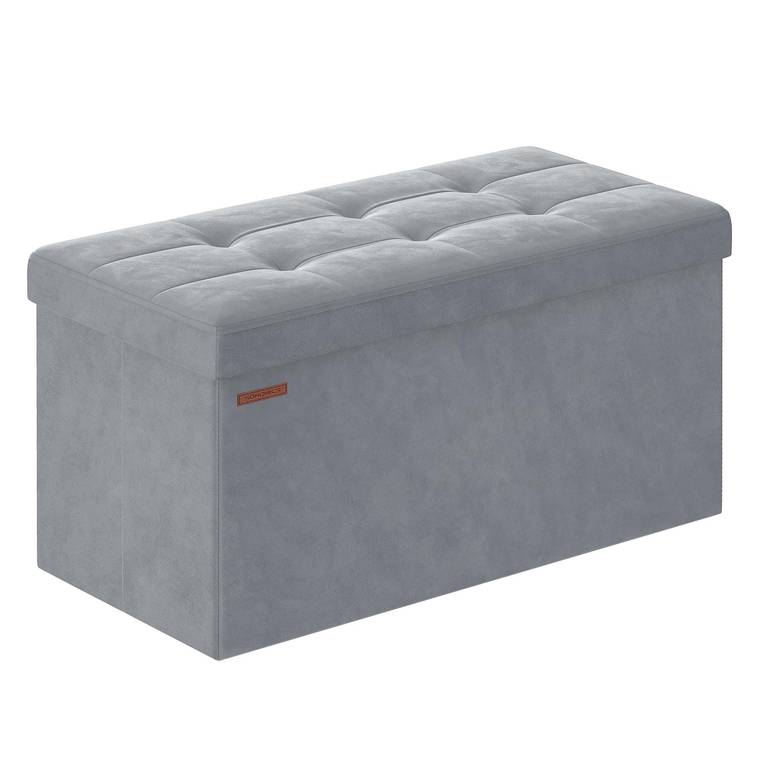 SONGMICS Puff Almacenaje Plegable, 38 x 76 x 38 cm