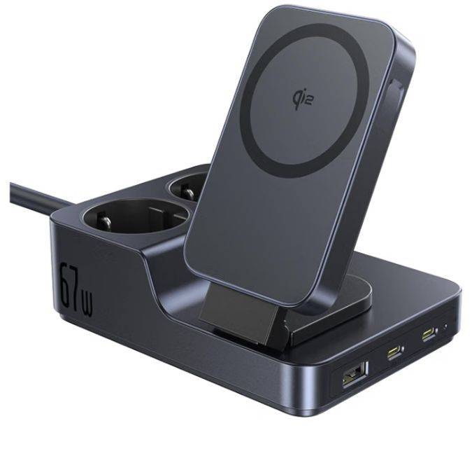 Cargador con Carga inalámbrica magnética Qi2 Baseus Nomos 67W con Regleta USB-C