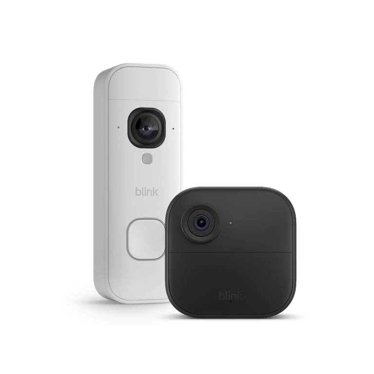 Cámara exterior 4 Blink con Videotimbre 2K+ con pilas Blink, módulo de sincronización básico incluido
