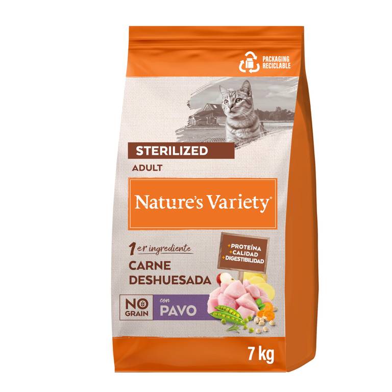 Nature»s Variety No Grain, Pienso para Gatos Esterilizados con Pavo – 7kg (Suscríbete y ahorra) [OFERTA FLASH]
