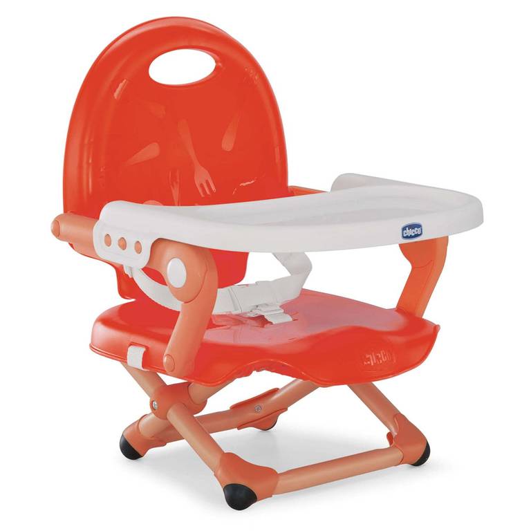 Chicco Pocket Snack Alzador de Silla para Niños para Comer, Apto de 6 Meses hasta 3 Años (15 kg) Compacta y con Bandeja Desmontable – Rojo