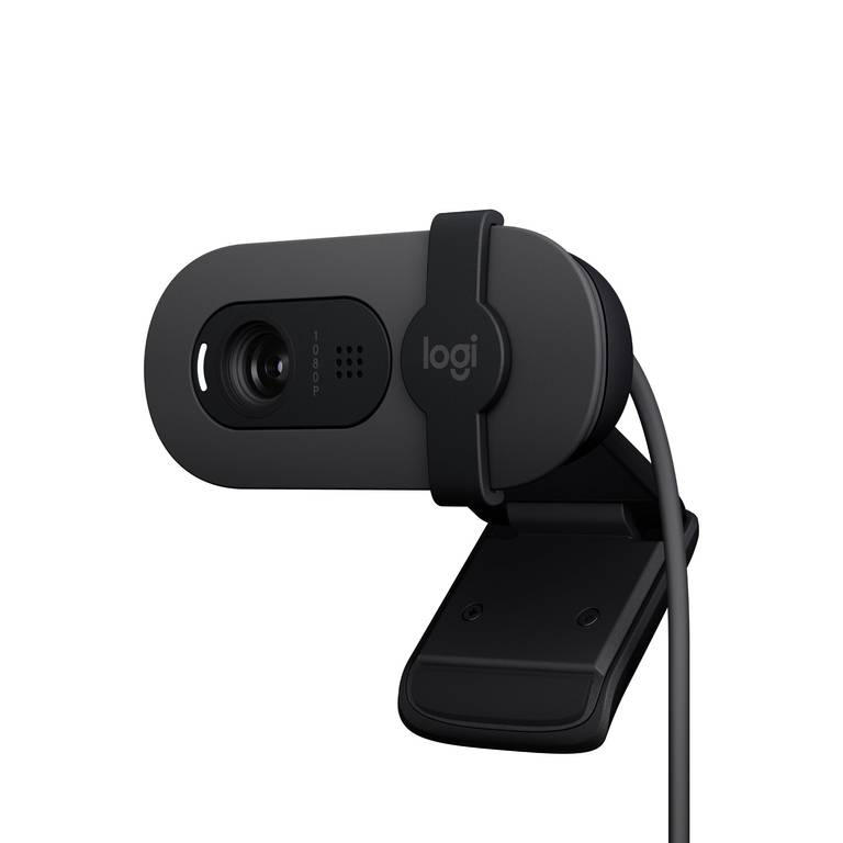 Webcam Logitech Brio 100 Full HD Grafito (1080p, RightLight automático, micrófono integrado, tapa de privacidad, USB-A, Teams/Zoom)