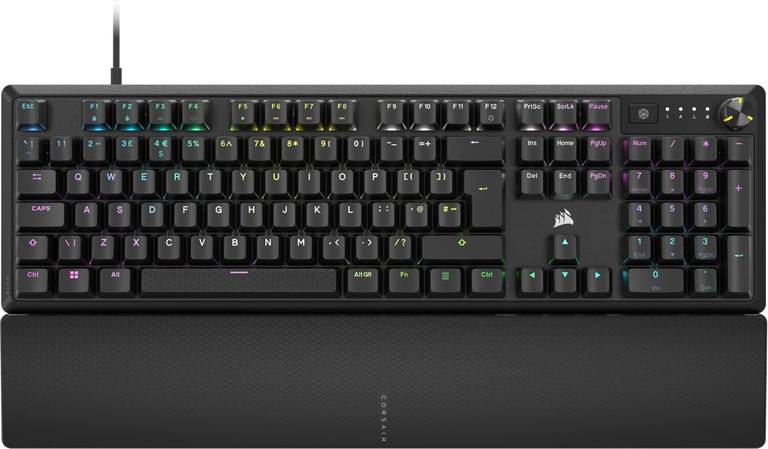 Corsair K70 Core RGB Teclado para Juegos con Cable mecánico Palmrest Interruptores lineales Rojos pre-lubed MLX, SOCD, ABS REACO COMO NUEVO