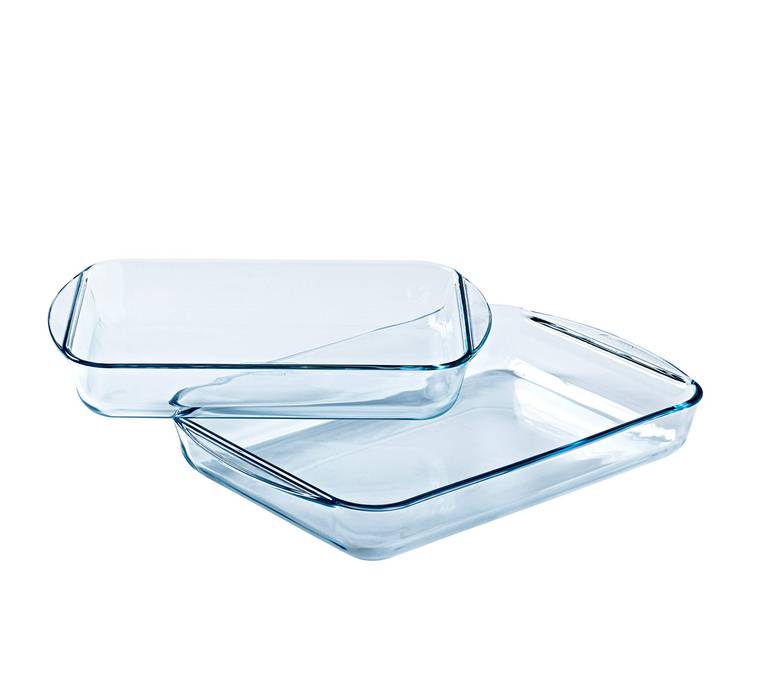 Juego de 2 platos de lasaña rectangular de cristal (35 x 23 cm, 40 x 27 cm) | Pyrex Essentials