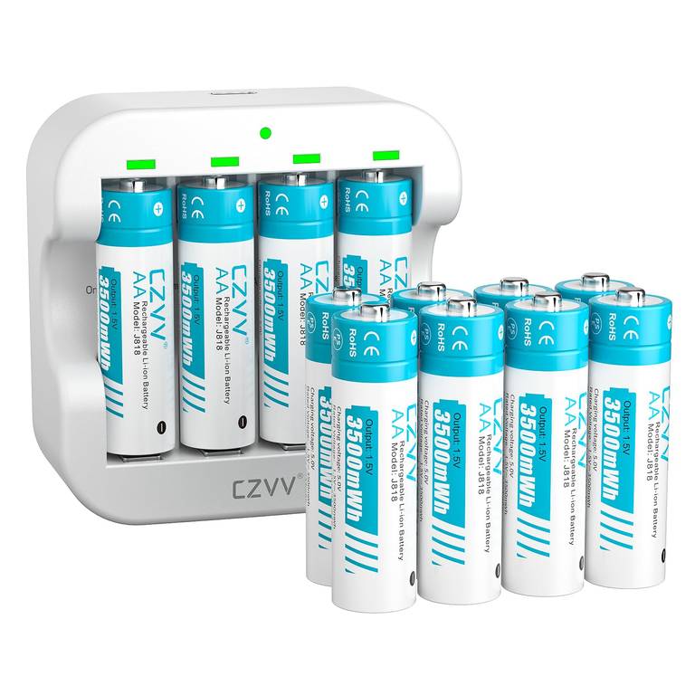 12x Pilas Recargables AA con Cargador – Litio 1,5V – Capacidad 3500mWh