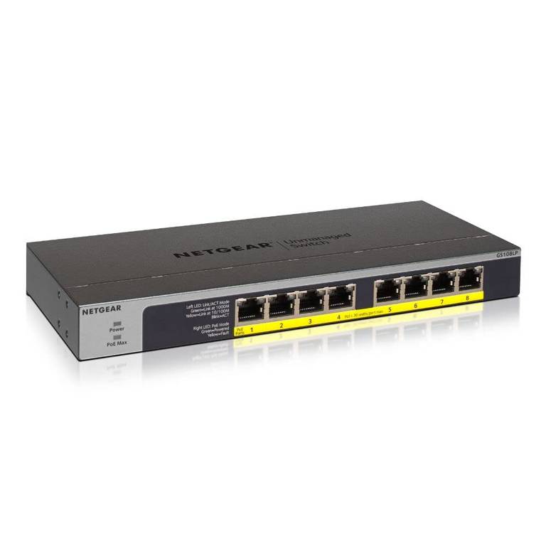 NETGEAR GS108LP Switch Gigabit 8 puertos PoE+ | 60 W PoE | Plug & Play
