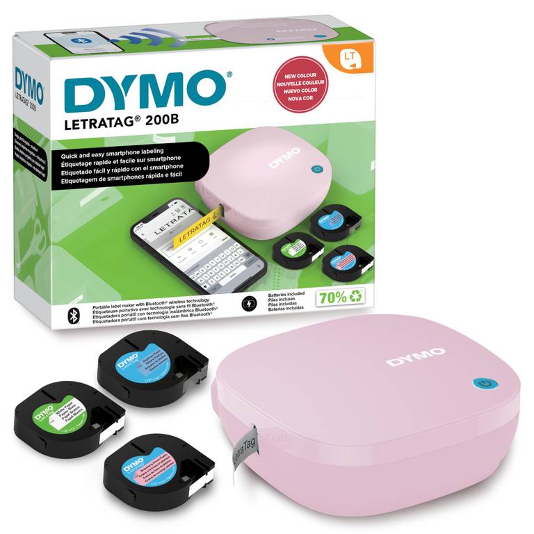 Pack etiquetadora DYMO LetraTag 200B Bluetooth Rosa + 3 cintas