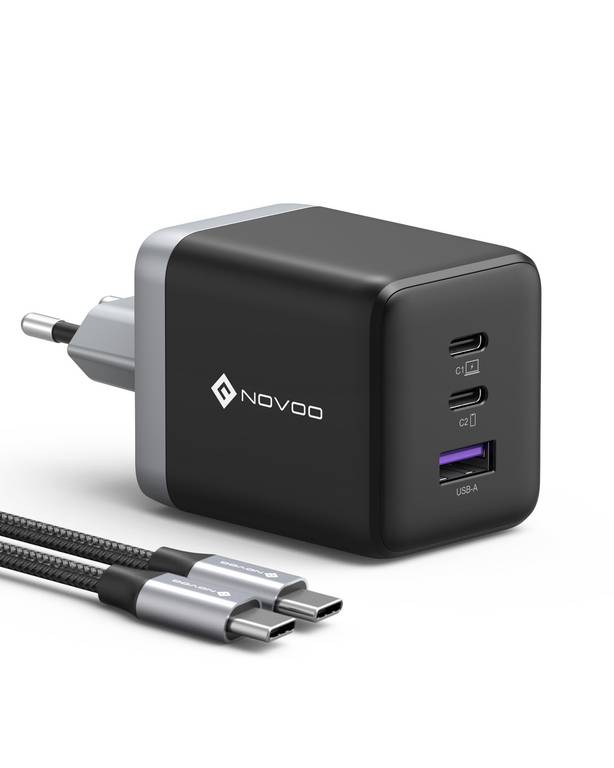 NOVOO 100W Cargador USB C, 3 Puertos, 1 Cable PD 100W