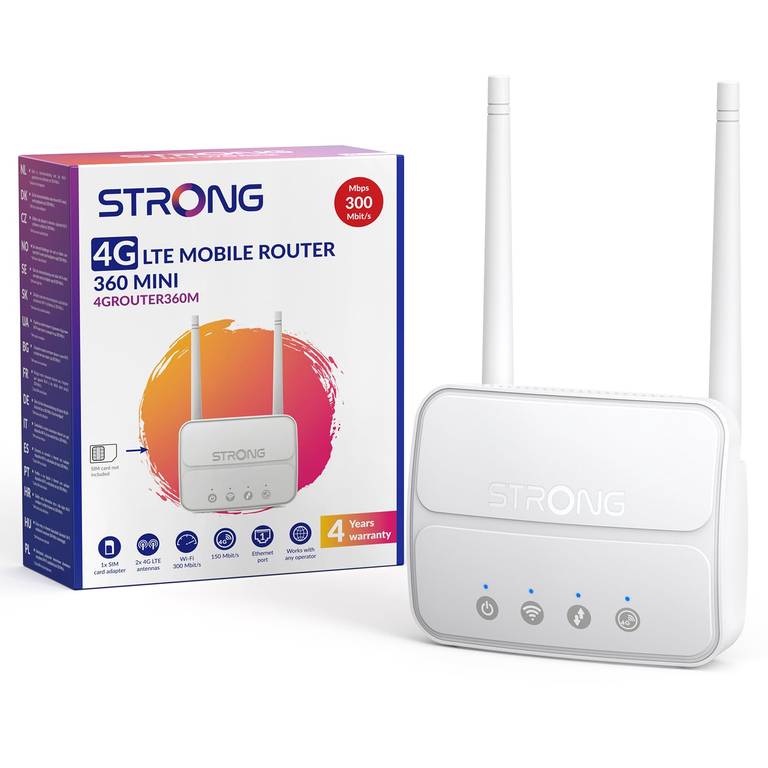 Strong Router 4G LTE N300 con SIM, Cat4 150Mbps, 32 Dispositivos, USB 3.0