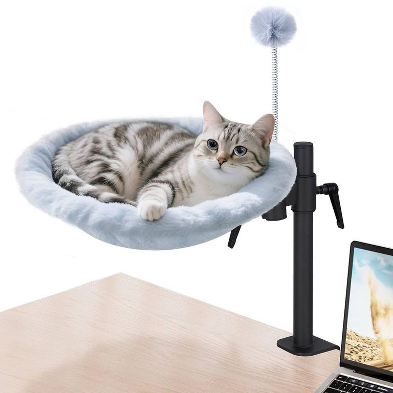 Odoland Cama para gatos gris 2 telas lavables