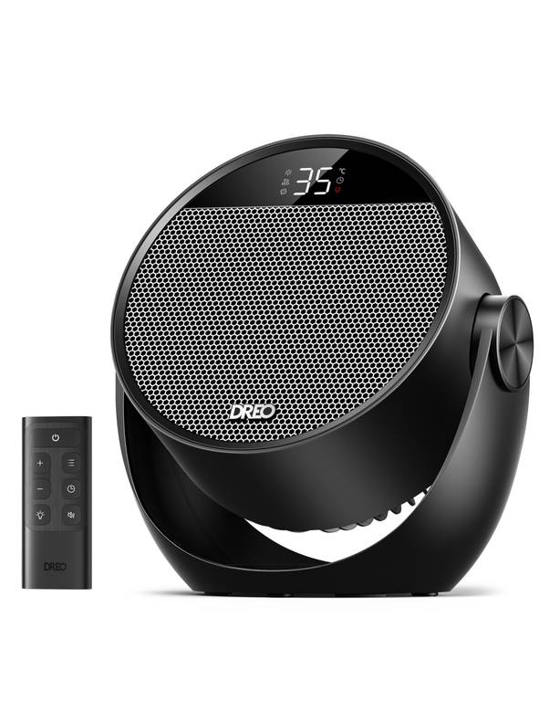 Dreo Calefactor eléctrico 1500W silencioso, portátil con mando y termostato, inclinación 60º, cerámico (Reaco – Como nuevo)