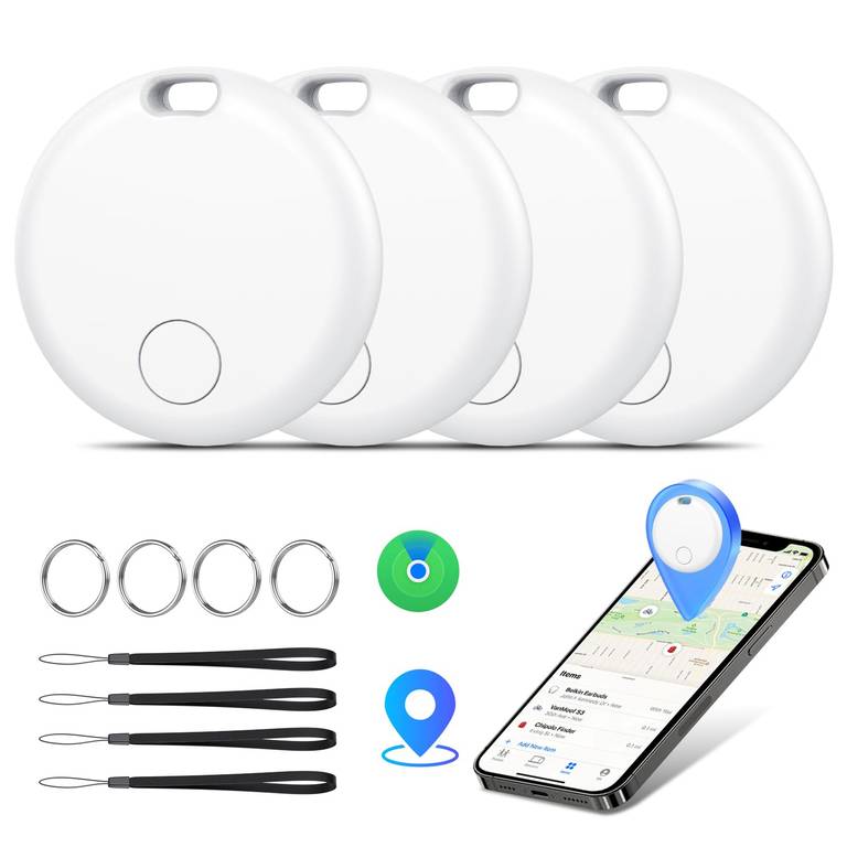 Smart Tracker Tag 4 Pack, Localizador de Objetos Bluetooth Finder para Apple (sólo iOS), para Llaves/Carteras/Equipajes, Blanco
