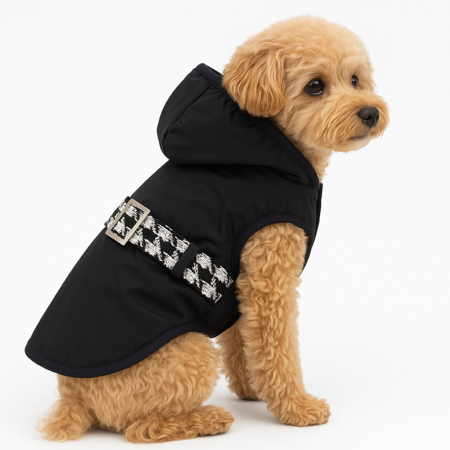 Outech Abrigo Negro con Cinturon para perros