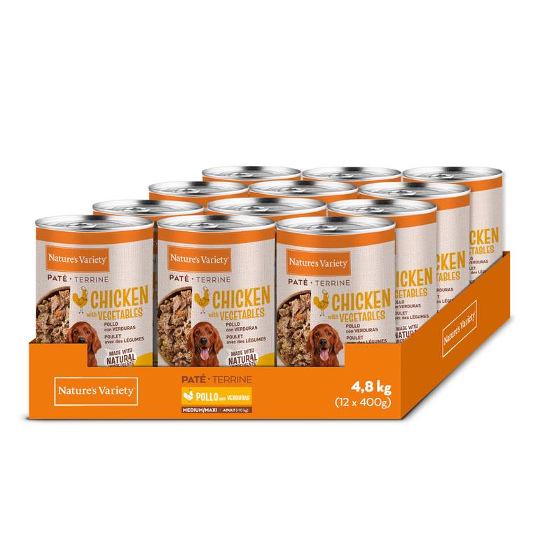 Nature»s Variety – Paté para Perros Adultos Medianos y Grandes con Pollo 12 x 400g