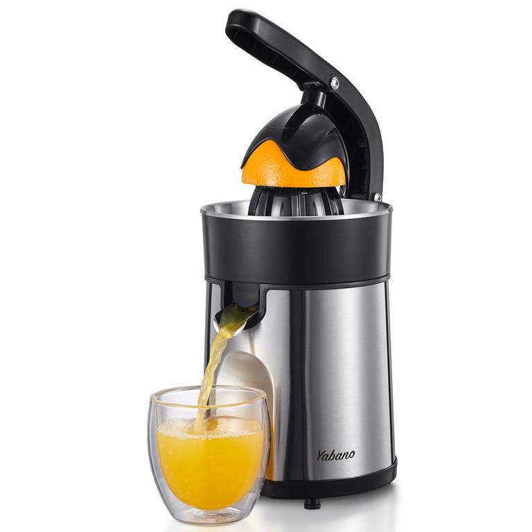 Yabano Exprimidor Eléctrico Naranjas 85W con Palanca y Acero Inoxidable