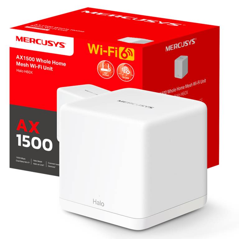 Mercusys Mesh WiFi Router 6 AX1500Mbps, 3 Gigabit WAN/LAN Ports, Parental Control, WiFi Mesh Router and Ap, Connects up to 100 Devices