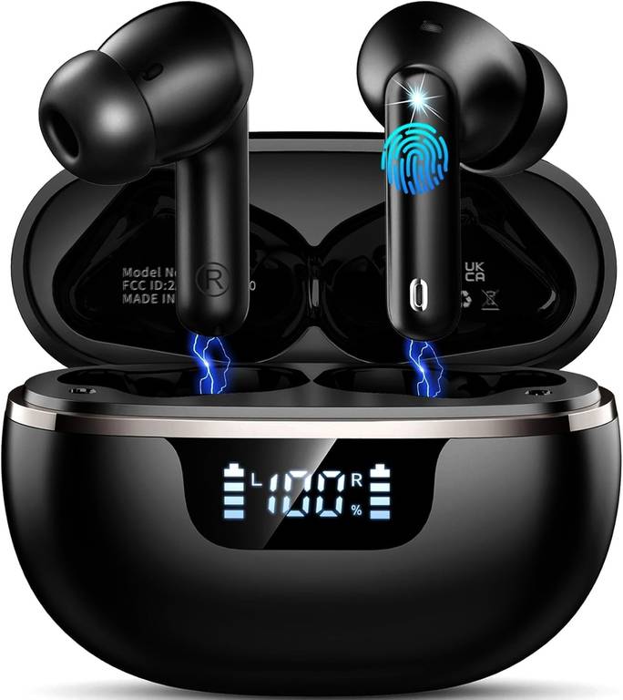 Auriculares Inalambricos Bluetooth 5.4 HiFi Estéreo, 48H Cascos Bluetooth Auriculares inalámbricos, 4 ENC Cancelacion Ruido HD Mic, IP7