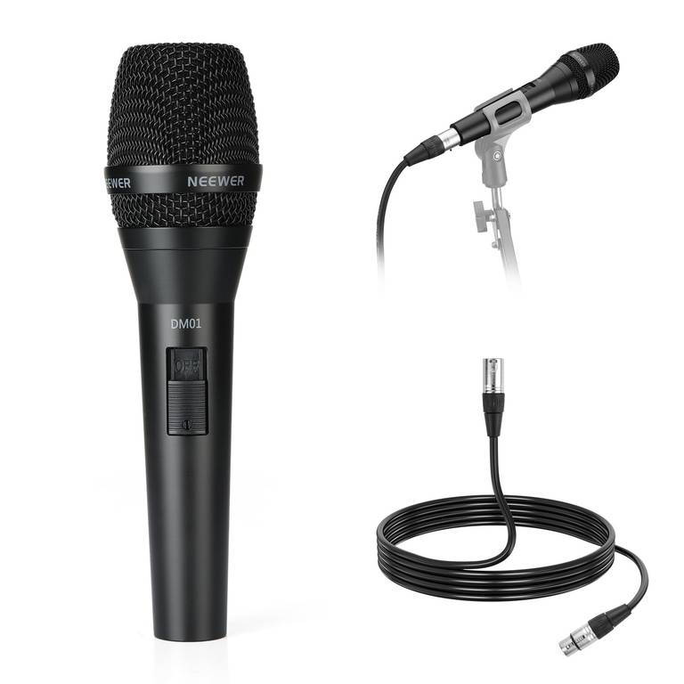 NEEWER DM01 Micrófono dinámico cardioide con Cable XLR para Cantar Podcast, Juegos de PC, Juegos, Estudio, Voz, actuaciones en Vivo