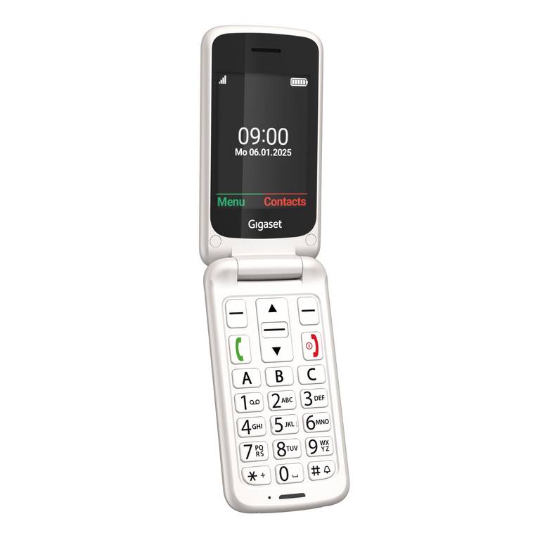 Gigaset GL595 Klapphandy mit SOS-Taste, 2,8 Zoll-Farbdisplay, Perlweiß