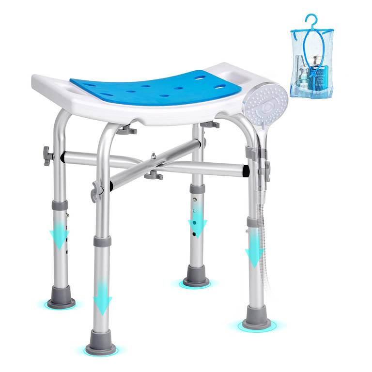 Asiento de ducha antideslizante VEVOR, altura ajustable de 405 a 480 mm, soporta hasta 226,7 kg