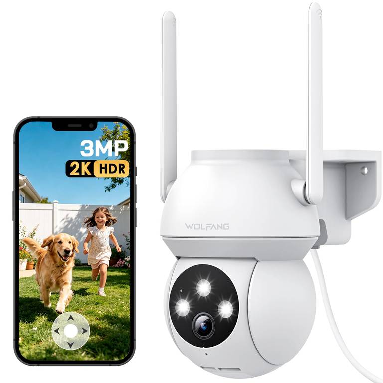 Cámara de vigilancia exterior WiFi PTZ 360° WOLFANG 2K 3MP