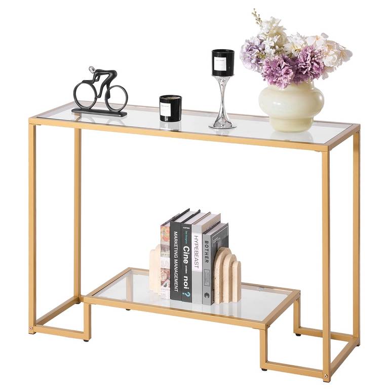 Mesa Consola de Vidrio 2 Niveles 107×35,4×75,5 cm