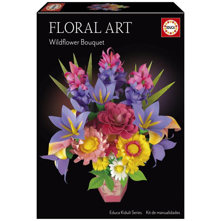 Educa – Ramo de Flores Silvestres Floral Art |Kit para realizar diecinueve flores silvestres de papel sin necesidad de pegamento, ni tijeras