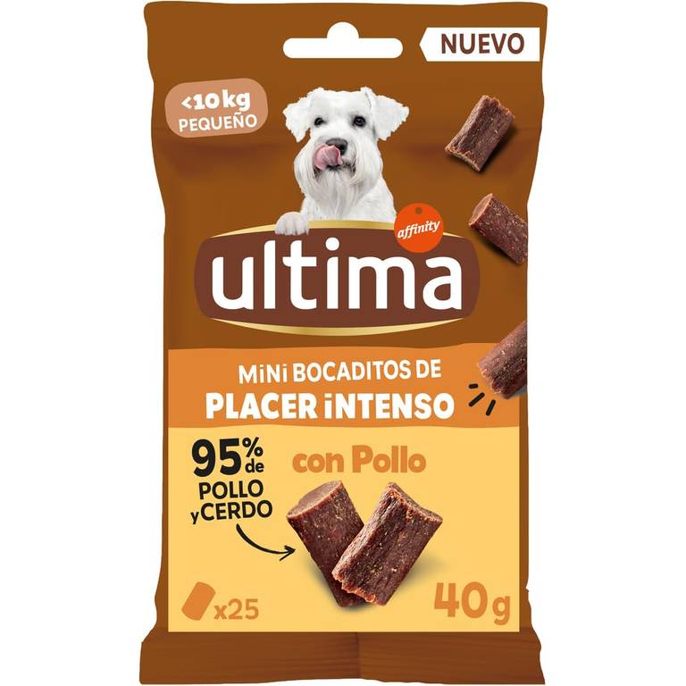 Ultima Snacks para Perros Mini/Pequeños Bocaditos Intensos con Pollo 12 packs x 40g