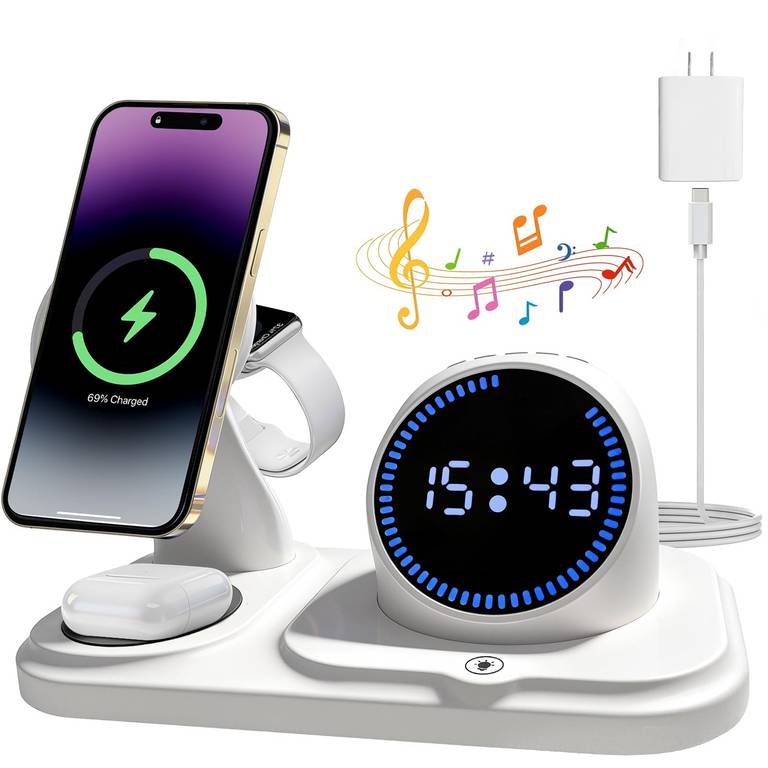 Karidi Cargador Inalámbrico 6 en 1 con Altavoz Bluetooth