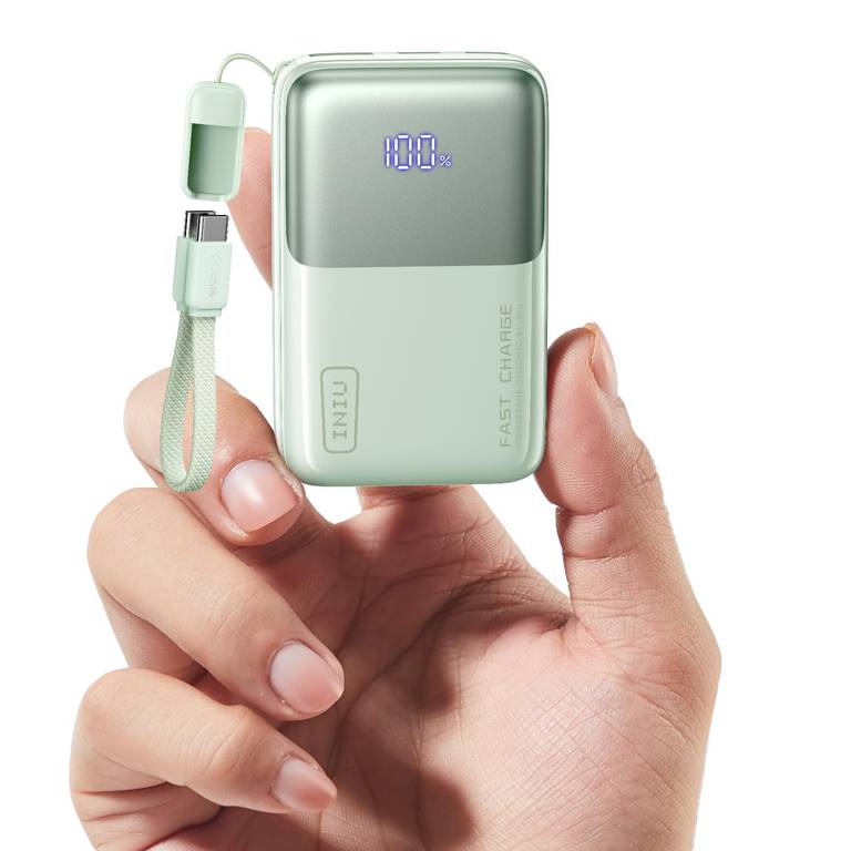 INIU Power Bank, Ultra Mini 45W Carga Rápida 10000mAh Bateria Externa con Cable USB C