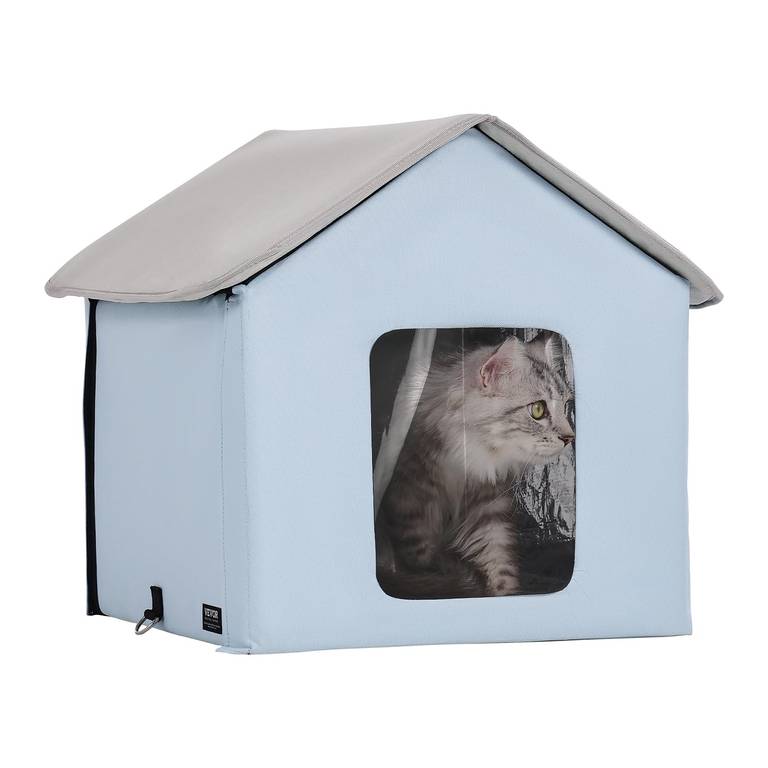 VEVOR Casa para Gatos con Calefacción de 47 x 42 x 47 cm, Refugio para Gatos Plegable Al Aire Libre de Tela Oxford 600D