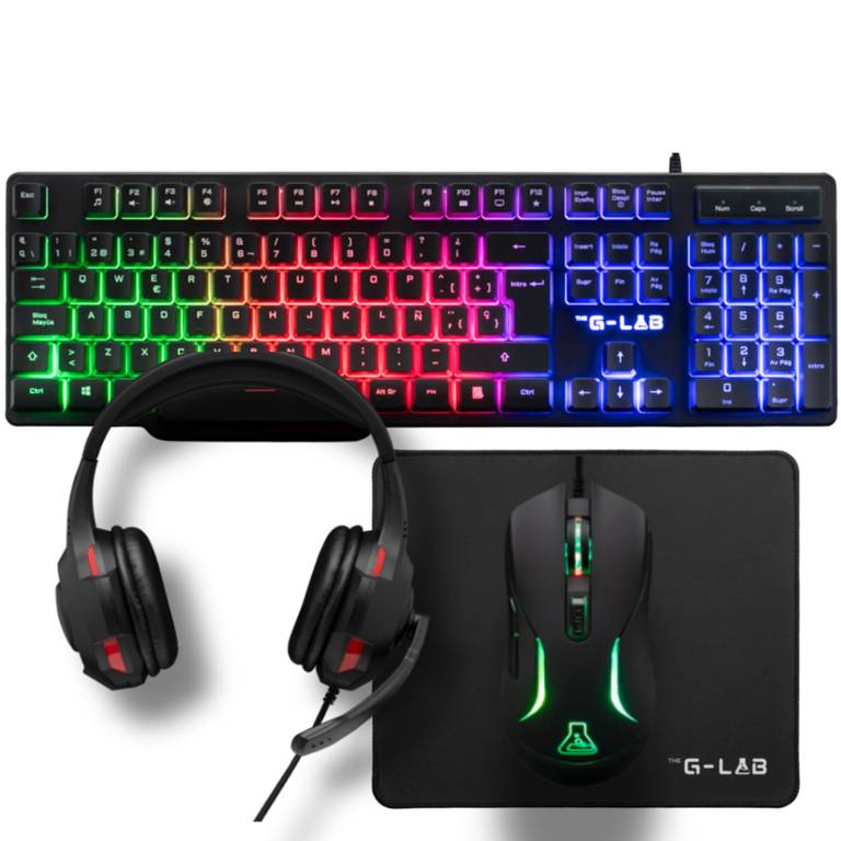 The G-Lab Combo Sulfur Teclado Ratón Cascos QWERTY