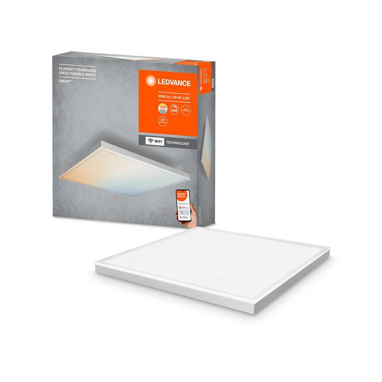 LEDVANCE Plafón LED WiFi, 3000K-6500K, PLANON, 300x300mm