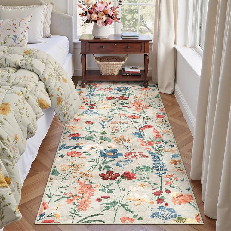HUGEAR Alfombra Pasillo 60x180cm Beige Antideslizante Lavable Perfecto para pasillo, comedor, dormitorio, lavadero o estudio