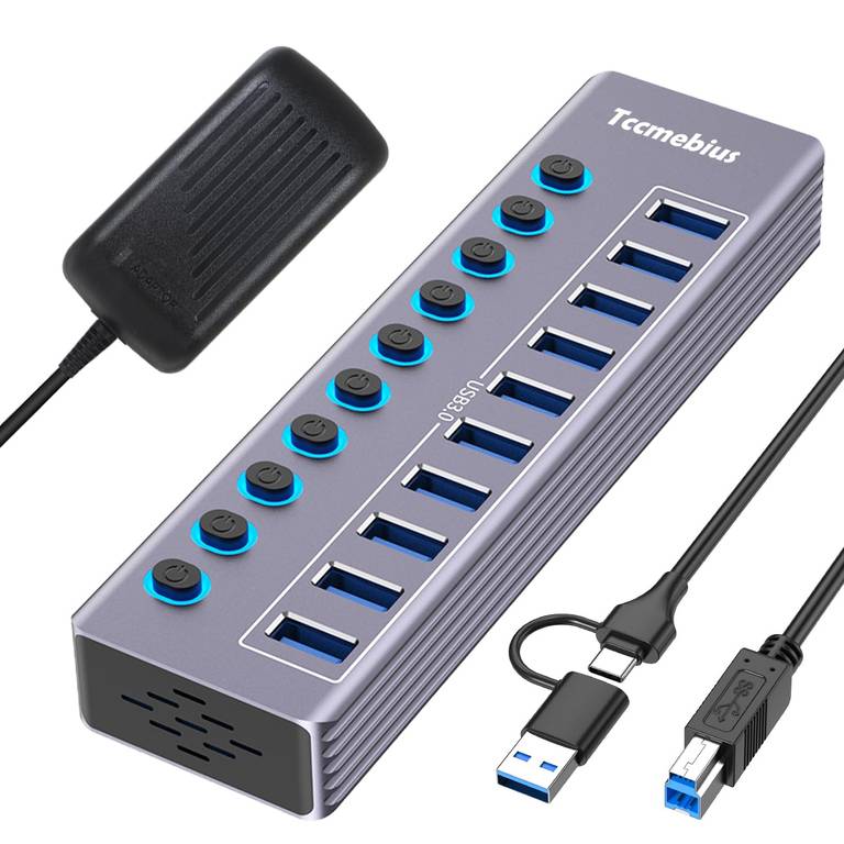Hub USB con 10 entradas (Aplicar cupón de 5%)