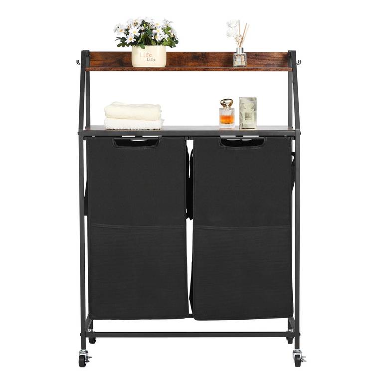 Cesta para la Colada, Clasificador de Ropa 700 x 330 x 1045 mm con 2 Compartimentos de Tela Oxford 600D
