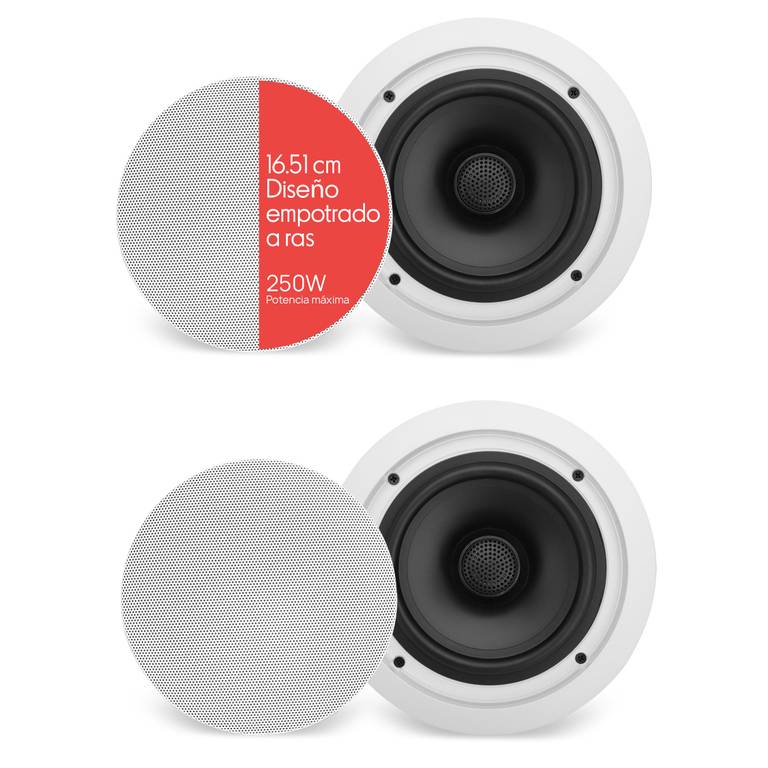 Pareja de altavoces empotrables Pyle 6.5″ (250W, techo/pared)