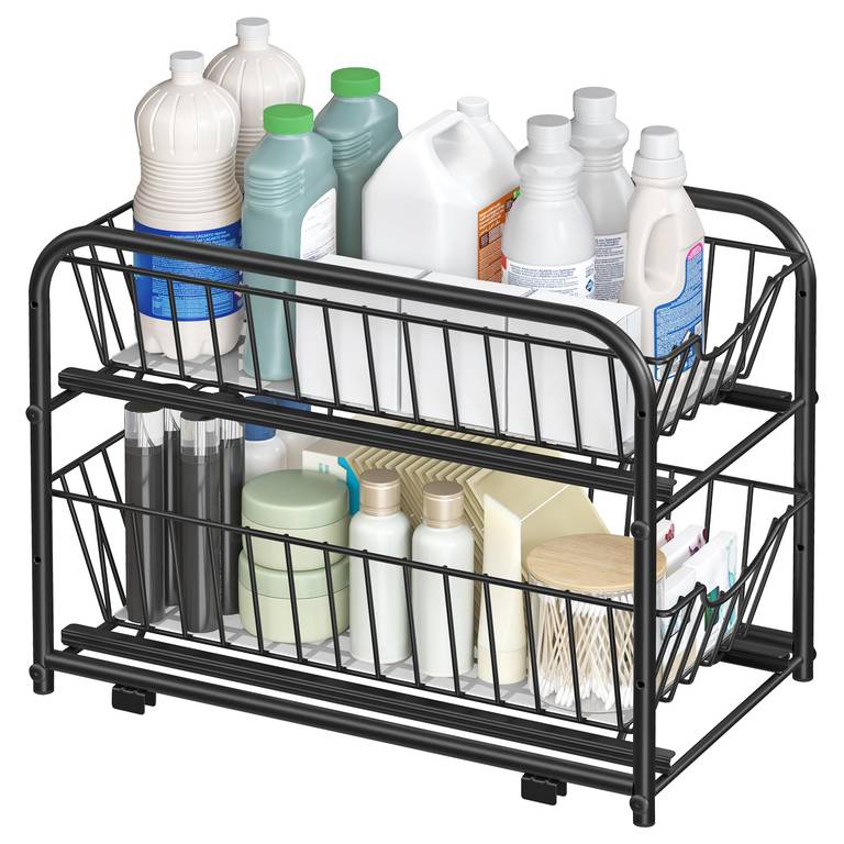 SONGMICS Organizador de Cocina, 2 Niveles Extraíbles para Armario