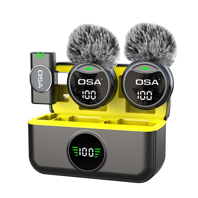 Micrófono de solapa OSA para iPhone 15/16 y Android, mini micrófono de solapa inalámbrico USB C, 40 horas de batería